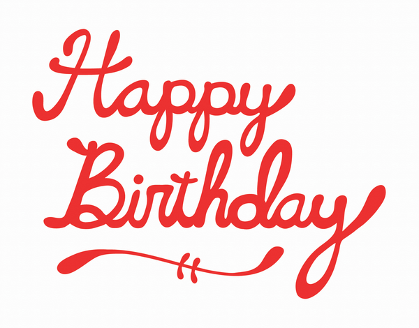 Red Cursive Happy Birthday Card