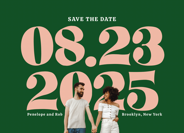 Green & Pink Save The Date