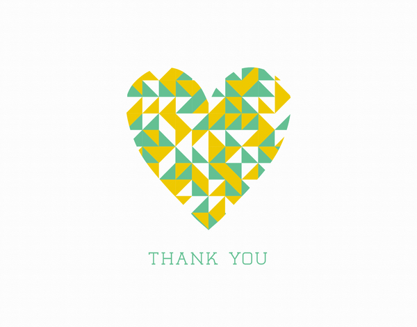 Heart Patterned Thank You Card
