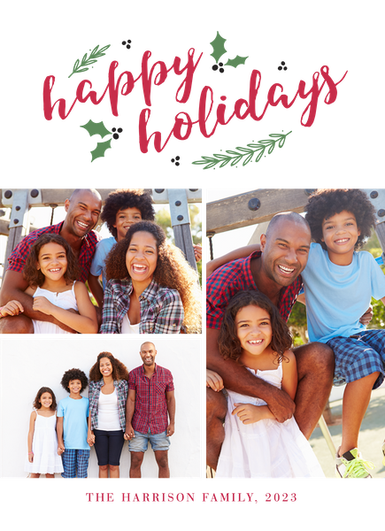 red font holiday photo collage card