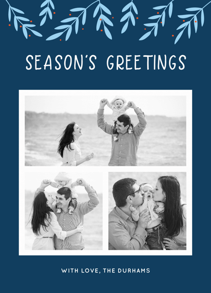 blue seasons greetings photo collage template