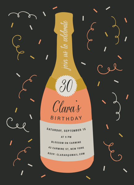 Champagne Birthday Invite