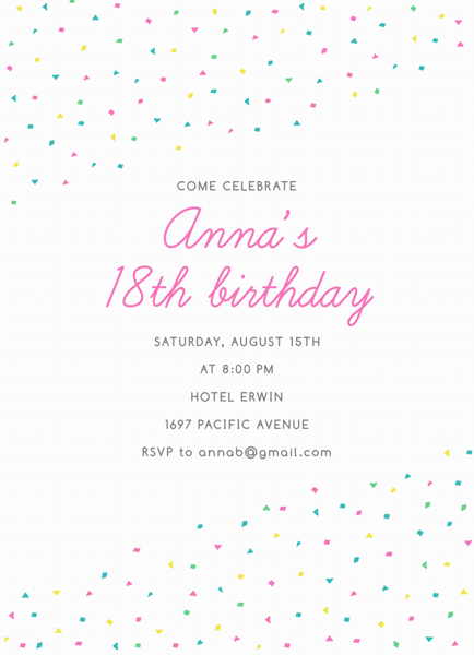 Confetti Birthday Invite