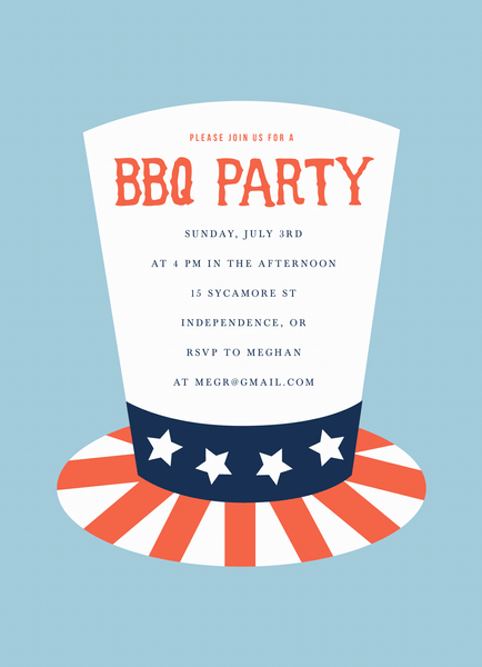4th of July Hat Invite
