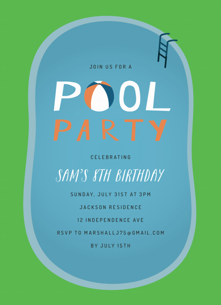Pool Party Birthday Invite