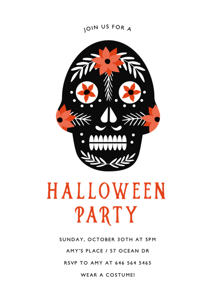 Day Of The Dead Halloween Party Invite