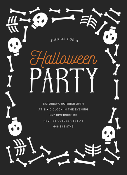 Skeleton Halloween Party Invite