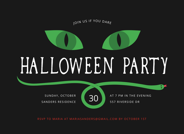 Spooky Snake Halloween Party Invite