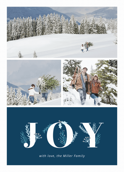 blue joy florals photo collage holiday template
