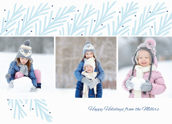 blue branches multi photo holiday template