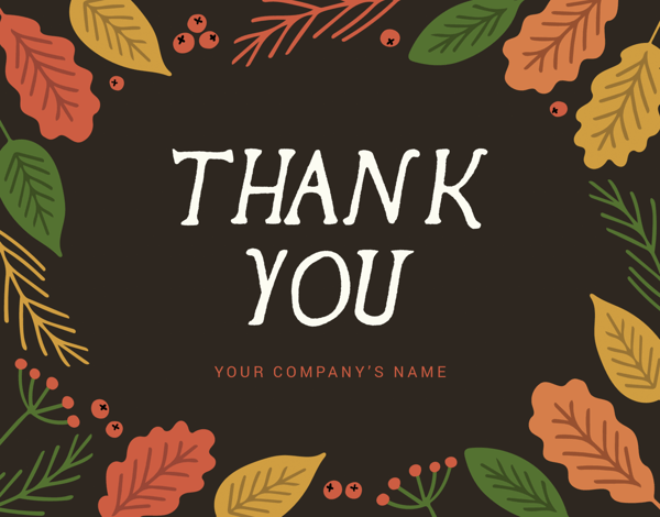 fall themed business thank you note