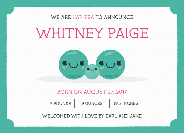 Pea Birth Announcement