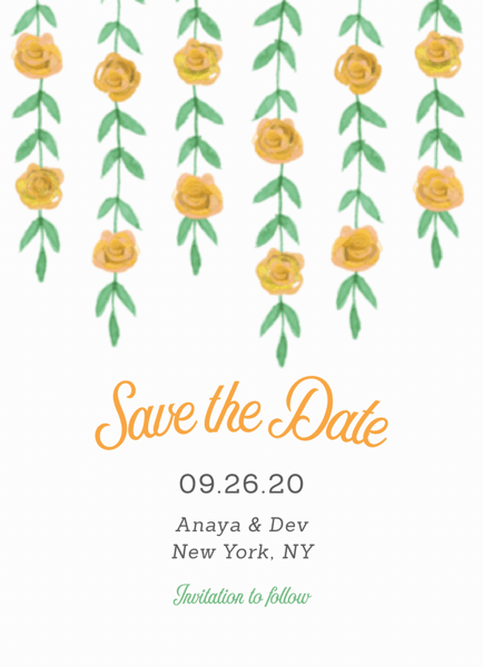 Yellow Garland Save The Date