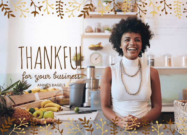 thanksgiving business greeting card with photo