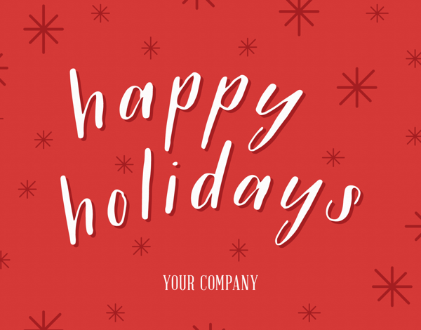 red company holiday greeting with a white script