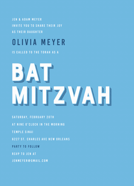 Bold Lettering Bat Mitzvah