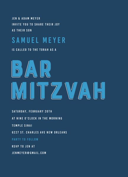 Bold Lettering Bar Mitzvah