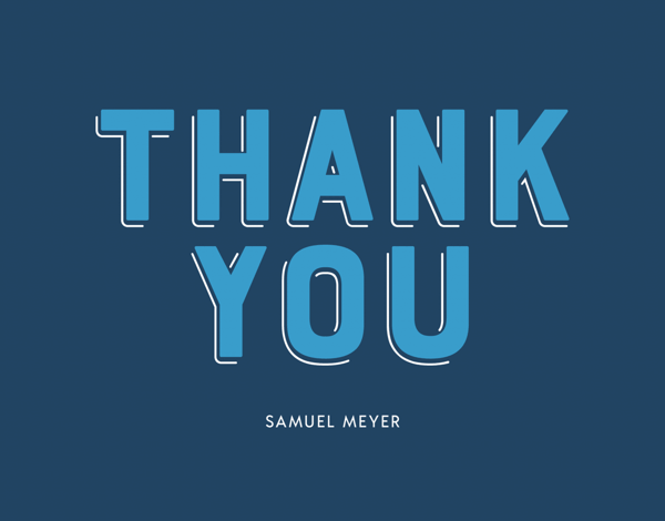 Bold Lettering Thank You Dark Blue