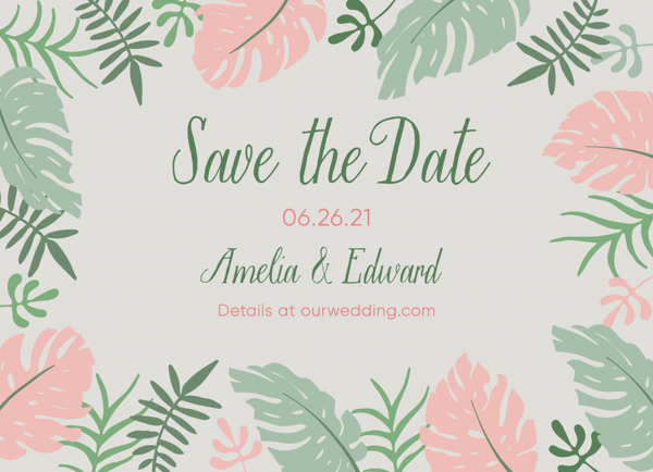 Tropical Leaves Save The Date