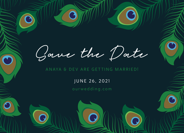 Peacock Feather Save The Date
