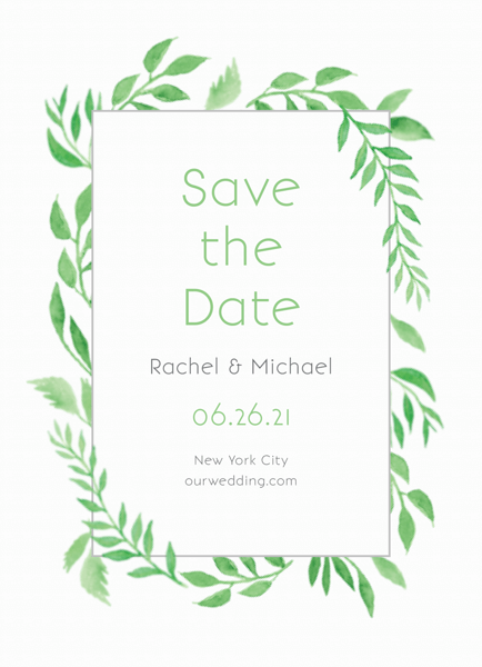 Watercolor Leaves Save The Date