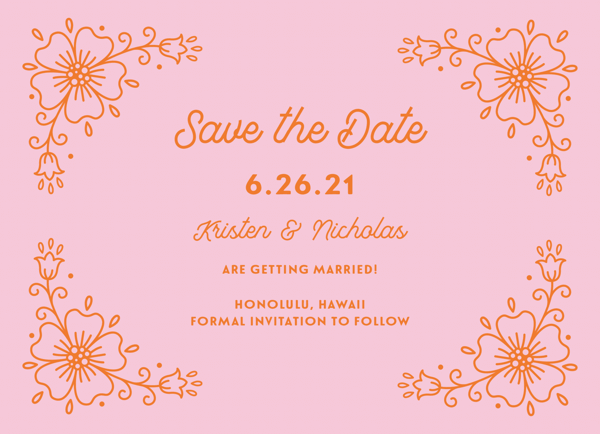 Orange & Pink Floral Save The Date