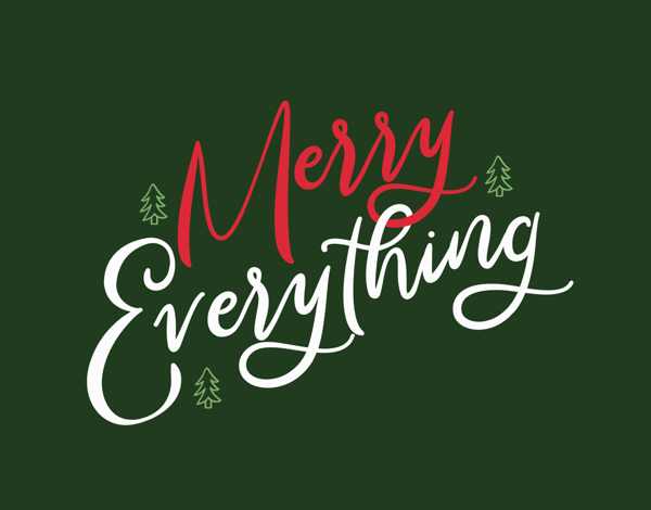 green and red merry everything greeting card