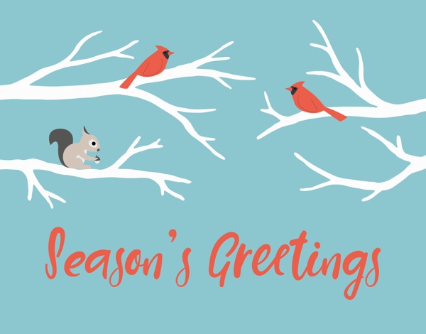 season's greetings card with animals