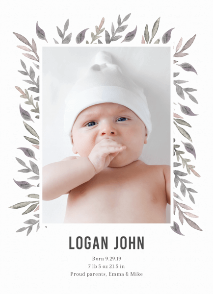 Earthy Florals Birth Announcement