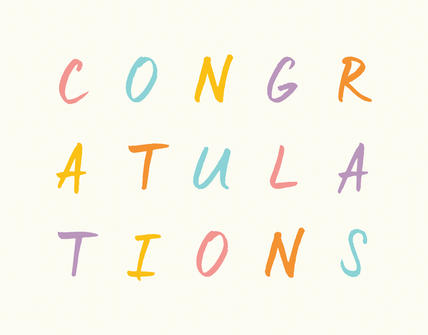 Colorful Congratulations Lettered Card