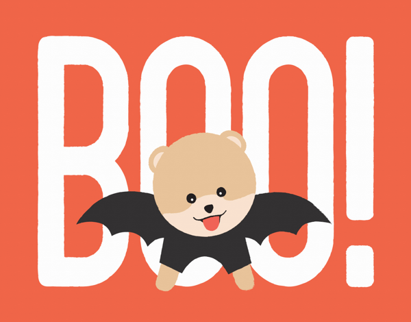 Boo In Costume Halloween Card