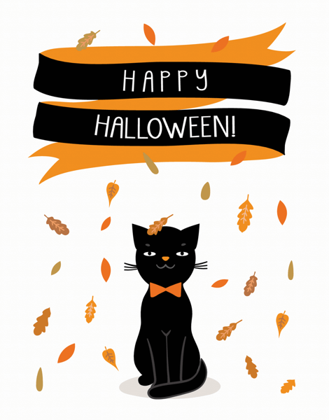 Cat Banner Halloween Card