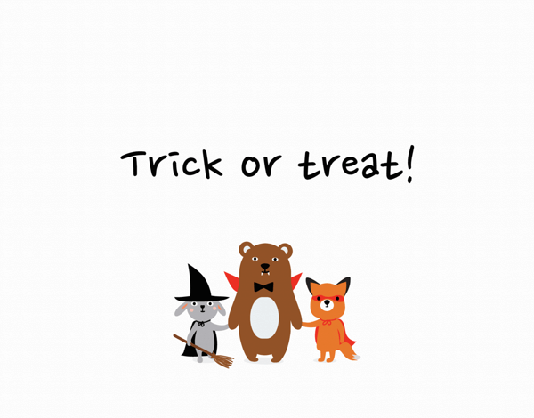 Trick or Treat Animals Halloween Card