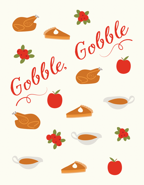 Cute Gobble Thanksigiving Card
