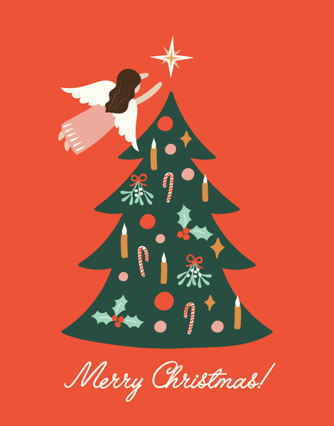 Tree Angel Christmas Card