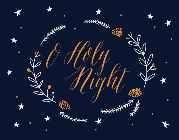 Holy Night Wreath Christmas Card