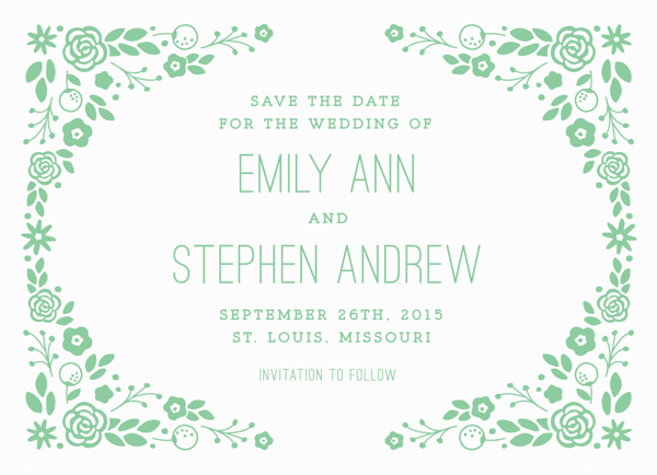 Light Green Florals Save the Date