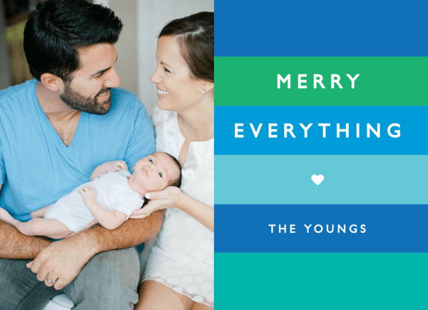 Merry Everything Blue Stripes Holiday Card