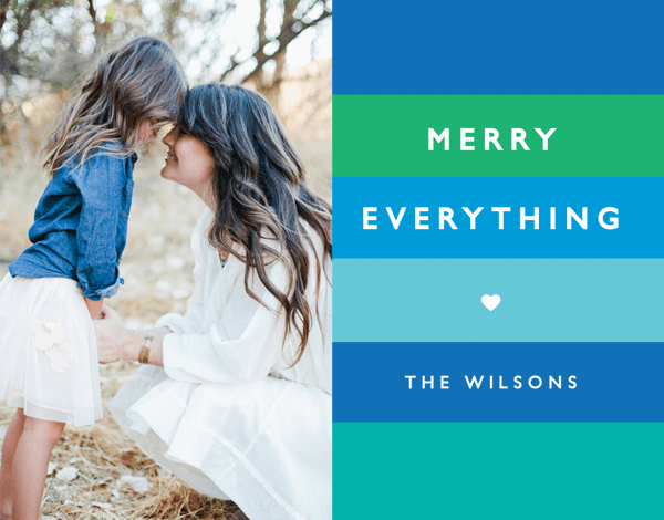 Merry Everything Blue Stripes Holiday Card