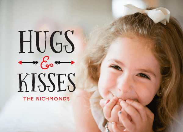 Hugs and Kisses Arrow Photo Vday Card