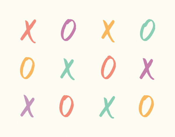 Colorful XOXO Pattern Card