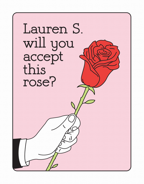 Custom Bachelor Rose Valentine's Card