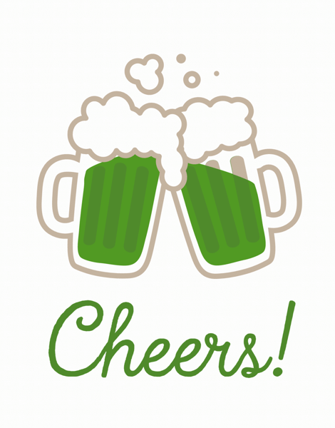 Green Beer And Cheers Happy Saint Patrick’s Day Handmade Greeting Card 