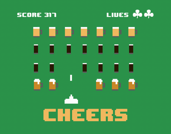 Space Invaders St. Paddy's Card