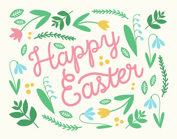 Graphic Spring Flowers Easter Card