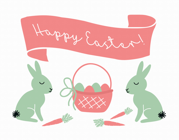 Bunnies and Banner Easter Card