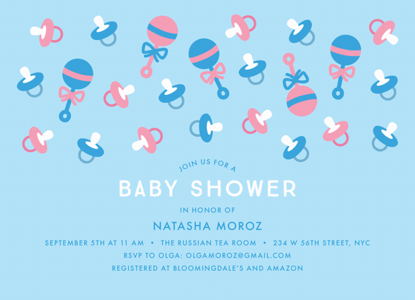 Pacifier Pattern Baby Shower Invitation