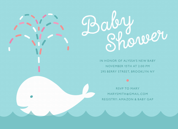 Whale Baby Shower Invite
