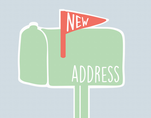 Graphic Mailbox New Address Card