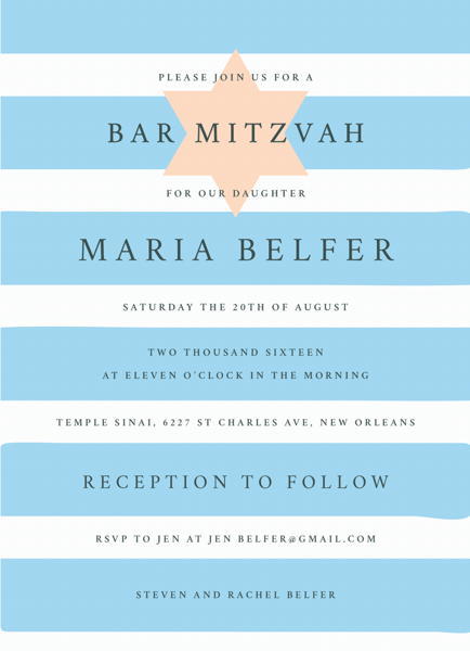 Star and Stripes Bat Mitzvah Invite